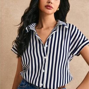 ALEXANDER JORDAN STRIPPED BOTTOM DOWN SHIRT SIZE SMALL